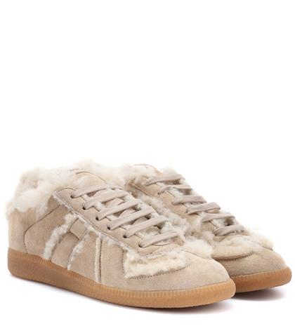 Maison Margiela Shearling-lined Suede Sneakers