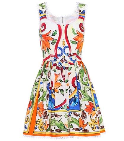 Dolce & Gabbana Sleeveless Printed Cotton Dress