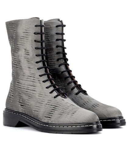 Tod's Fara Distressed Satin Ankle Boots