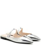 Prada Metallic Leather Slippers