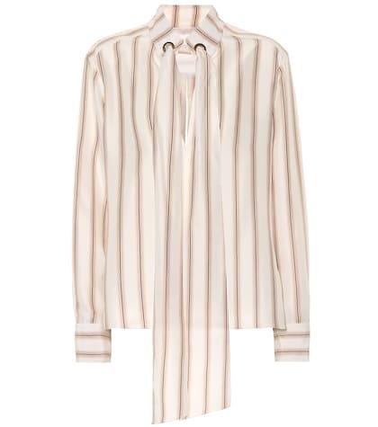 Chlo Striped Silk Satin Blouse