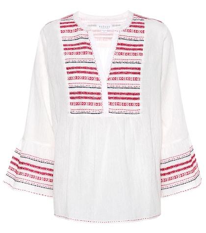 Velvet Embroidered Cotton Blouse