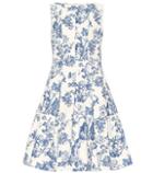 Oscar De La Renta Floral Stretch Cotton Toile Dress