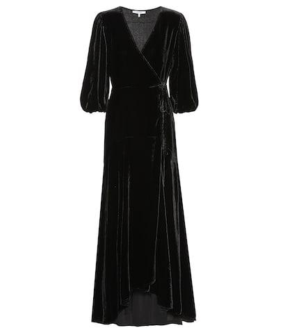 Ganni Silk-blend Velvet Wrap Dress