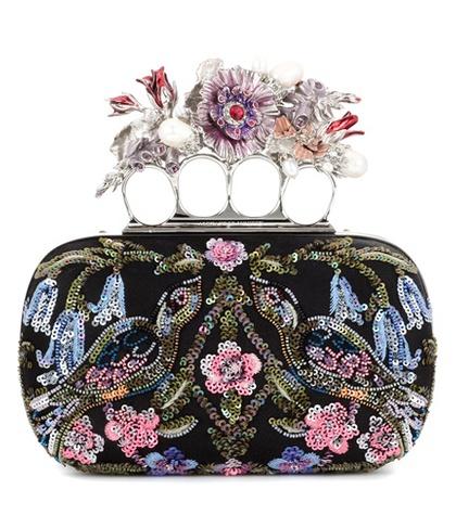 Alexander Mcqueen Knuckle Short Embellished Silk-satin Box Clutch