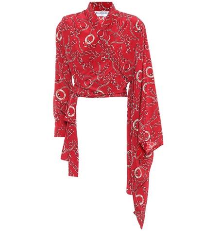 Fendi Printed Silk Wrap Blouse
