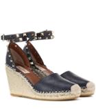 Valentino Valentino Garavani Rockstud Leather Wedge Espadrilles