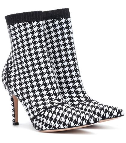 Gianvito Rossi Houndstooth 85 Ankle Boots