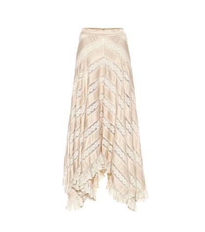 Valentino Garavani Unbridled Satin And Lace Skirt