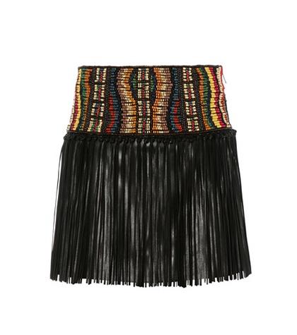 Valentino Beaded Leather Skirt