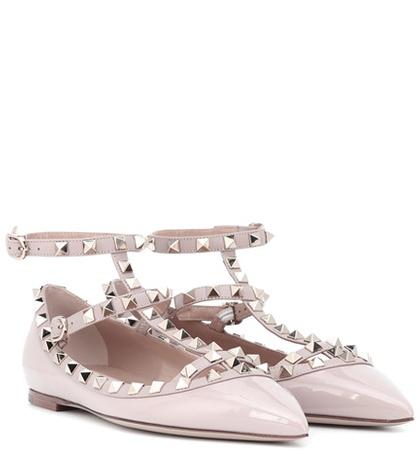 Valentino Valentino Garavani Rockstud Patent Leather Ballet Flats