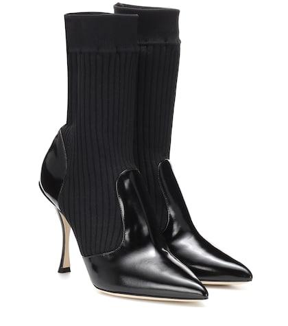 Dolce & Gabbana Leather-trimmed Ankle Boots
