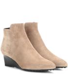 Tod's Suede Wedge Ankle Boots
