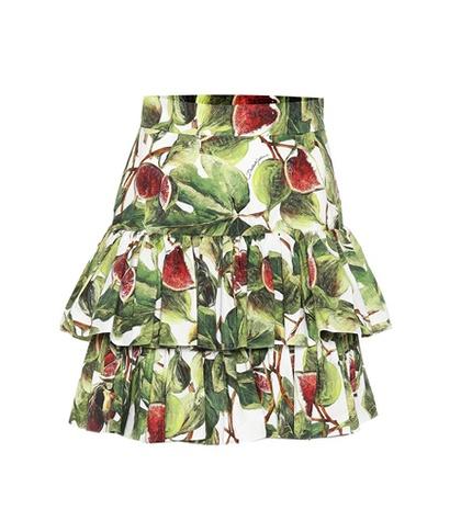 Dolce & Gabbana Fig Cotton Poplin Miniskirt