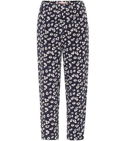 Marni Floral-printed Cropped Silk Trousers