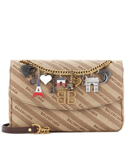 Balenciaga Bb Round M Jacquard Shoulder Bag