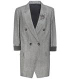 Alessandra Rich Embellished Cotton And Linen Blazer