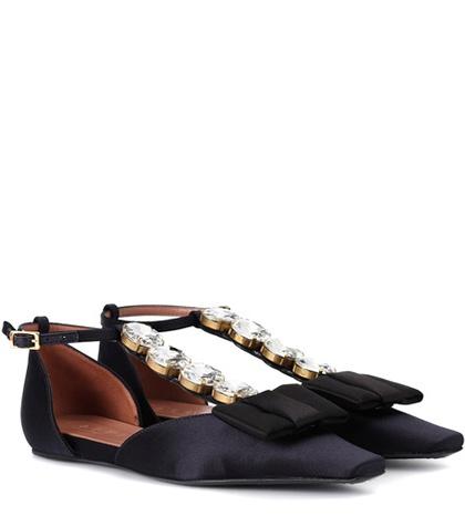 Marni Embellished Satin Ballerinas
