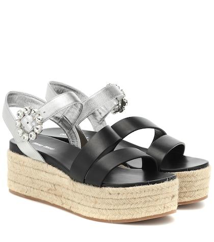 Little Marc Jacobs Leather Platform Espadrilles