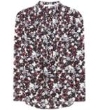 Veronica Beard Goldie Pintuck Tux Printed Silk Blouse