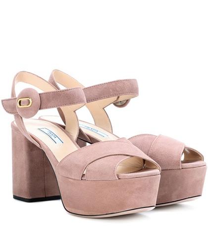 Prada Suede Plateau Sandals