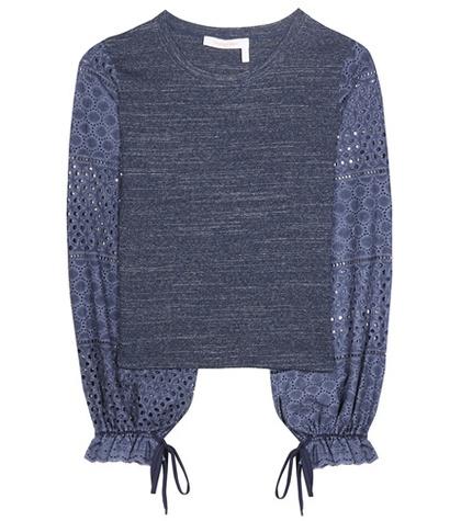 Roksanda Eyelet-sleeved Cotton Top