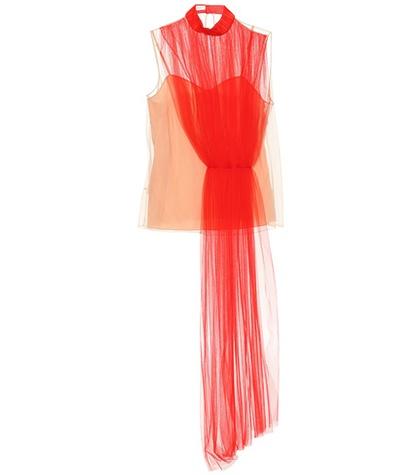 Delpozo Asymmetric Layered Tulle Top