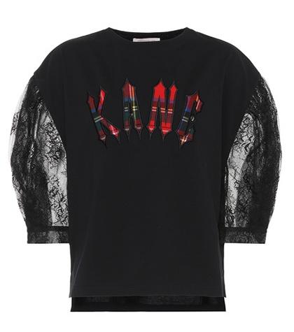 Christopher Kane Lace-sleeved Cotton Top