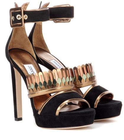 Jimmy Choo Kathleen 130 Embellished Suede Sandals