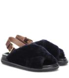 Marni Shearling-trimmed Leather Sandals