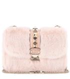 Re/done Valentino Garavani Lock Small Snakeskin And Mink Fur Shoulder Bag