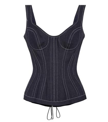 Mugler Denim Bustier Top