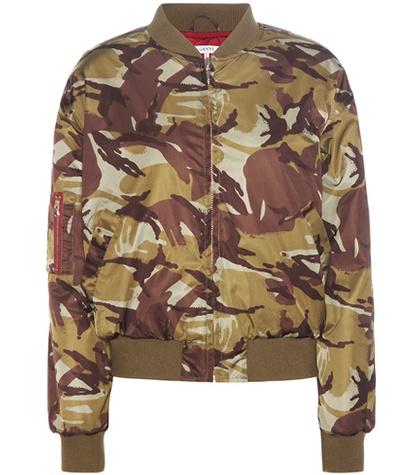 Ganni Greenwood Camouflage Printed Bomber Jacket