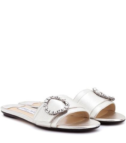 Jimmy Choo Granger Embellished Leather Slides