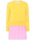 Marni Layered Wool, Cotton And Cashmere Top