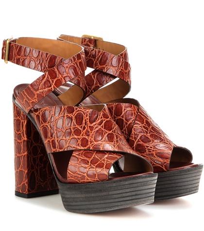 Chlo Embossed Leather Sandals