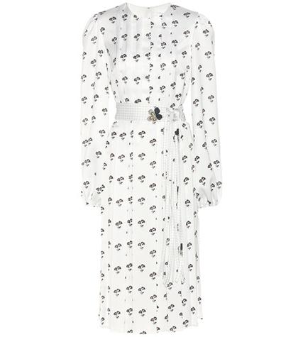 The Row Floral-printed Pleated Satin Dress