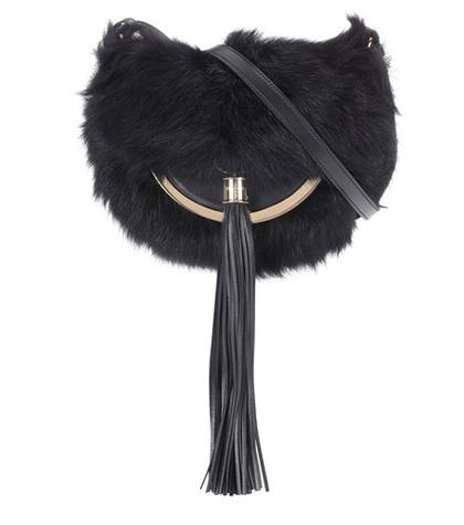 Balmain Domaine 18 Shearling Shoulder Bag