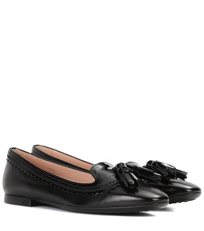 The Row Embellished Leather Ballerina Shoes