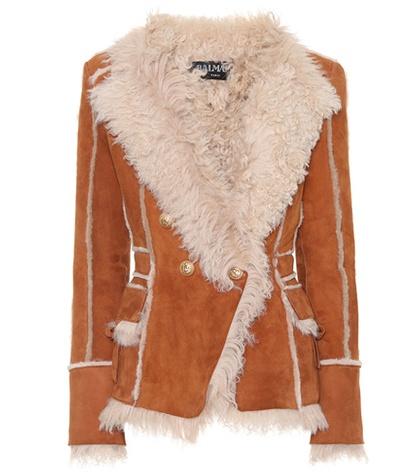Balmain Fur-lined Suede Coat
