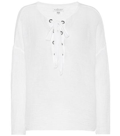 Velvet Alina Lace-up Cotton Top