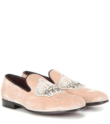 Dolce & Gabbana Embellished Velvet Loafers