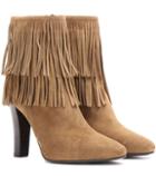 Saint Laurent Lily 95 Fringed Suede Ankle Boots