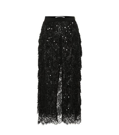 Alessandra Rich Sequined Lace Midi Skirt