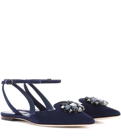 Dolce & Gabbana Bellucci Embellished Suede Ballerinas