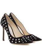Jimmy Choo Romy 100 Suede And Metallic Leather Pumps