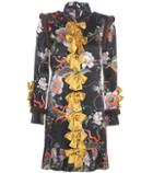 Gucci Mink Fur-trimmed Printed Silk Dress