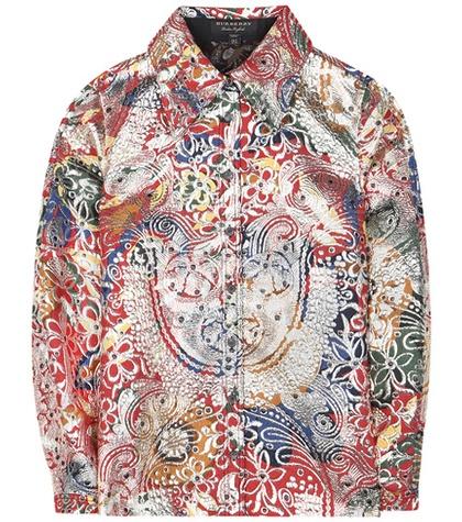 Gianvito Rossi Russet Wool-blend Jacquard Brocade Printed Shirt