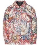 Gianvito Rossi Russet Wool-blend Jacquard Brocade Printed Shirt