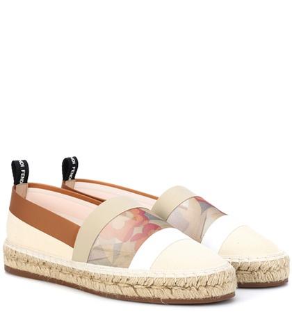 Fendi Leather-trimmed Espadrilles